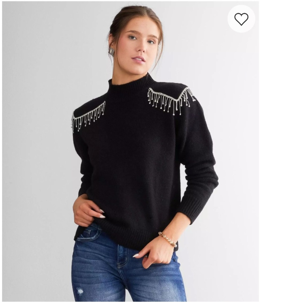 Black Sweater with Beaded Detailing
